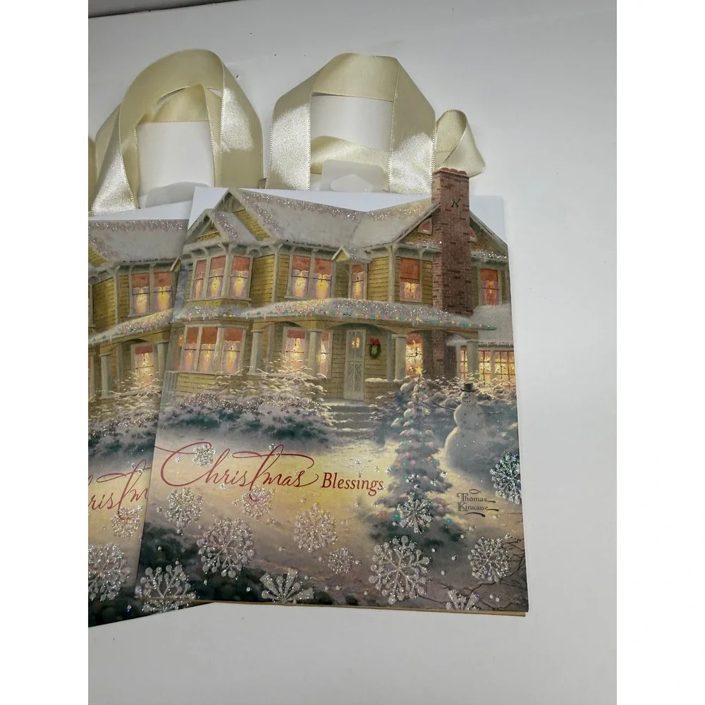 Thomas Kinkade Hallmark Christmas Gift Bags Lot of 4 Victorian Christmas III New